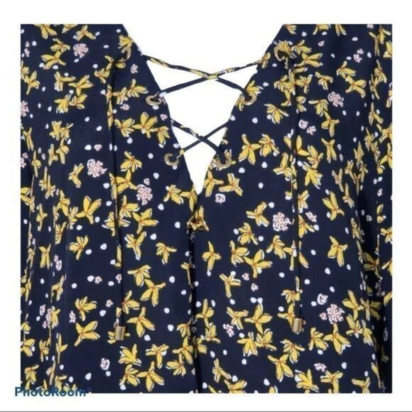 zara basic collection floral bell sleeve shirt - Picture 4 of 12